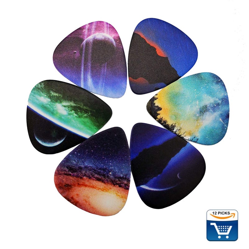 SUNLP Unique Guitar Picks 12 Medium Gauge Pack with Picks Holder and Plastic Picks Box, SUNLP Fairyland Galaxy Themed Guitar Cool Picks for Bass Electric Guitar Acoustic Guitar Lovers guitarists gift - Image 3